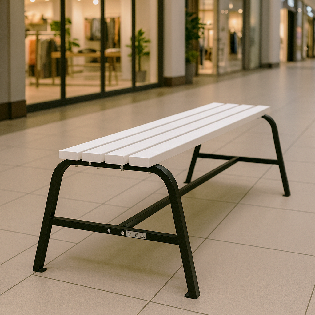 Лавка садова ТОБІ ШО без спинки для дачі/парку 1503х450х650 мм Біло-чорний - фото 1 Лавка садова ТОБІ ШО без спинки для дачі/парку 1503х450х650 мм Біло-чорний - фото 1