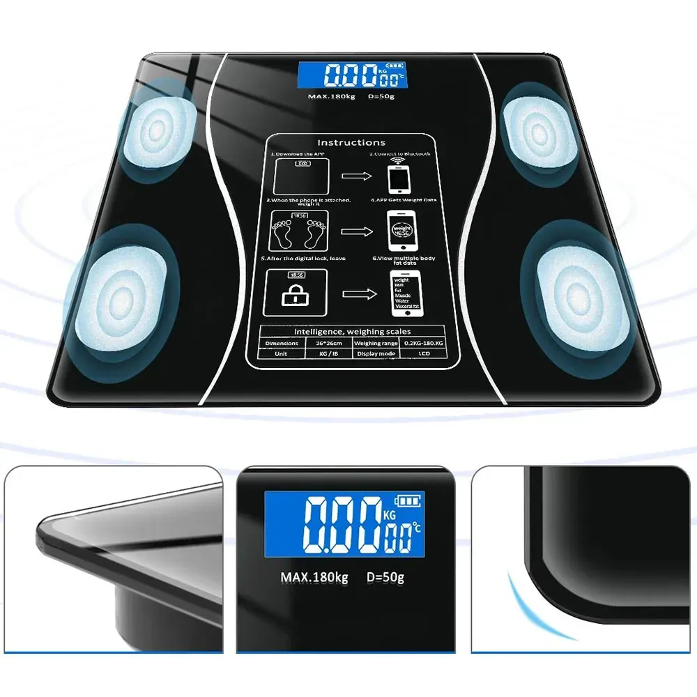 Ваги до 180 кг з Bluetooth Чорний (25645370) - фото 3 Ваги до 180 кг з Bluetooth Чорний (25645370) - фото 3