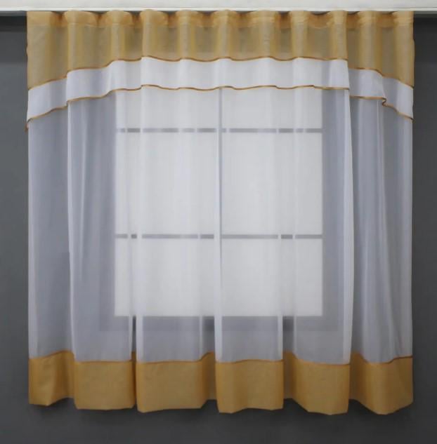 Фіранка кухонна 280х170 см Бурштиновий/Білий (110к) - фото 1