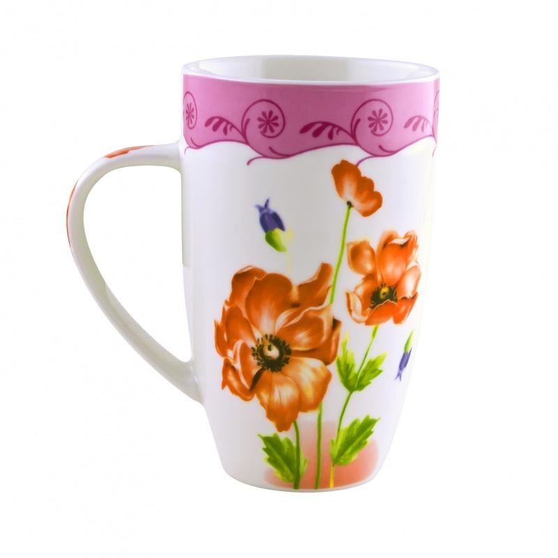 Чашка з квітами Lora NP44 №2 450 мл порцеляна Червоні маки Чашка з квітами Lora NP44 №2 450 мл порцеляна Червоні маки