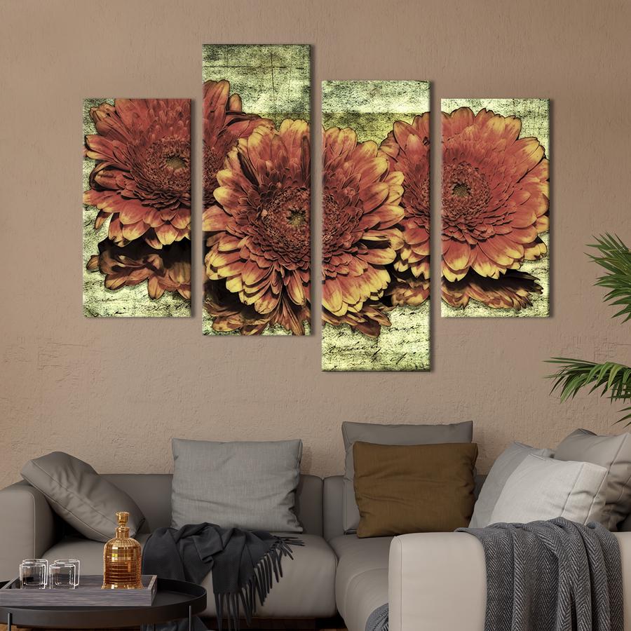 Картина на холсте Прекрасные коричневые хризантемы 89x56 см (846-42)