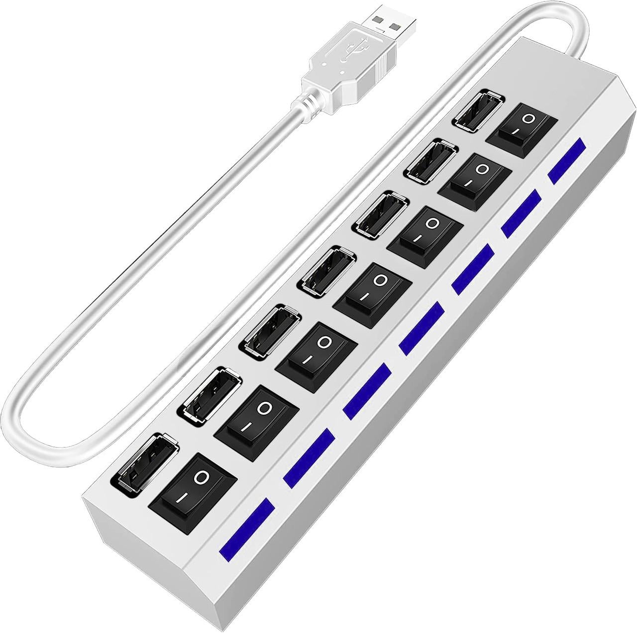 USB 2.0 Hub Digital Lion UH-03 на 7 USB портов с переключателем Белый