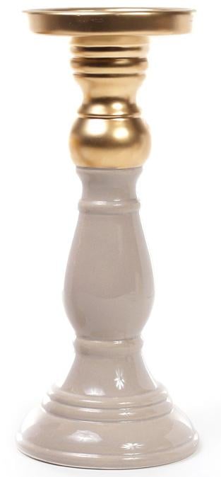 Подсвечник керамический Goreidh 10х10х25 см Серый/Бронза (BD-733-145)