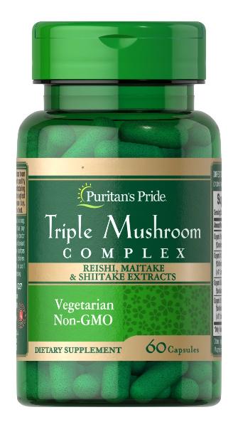Комплекс грибов Рейши Майтаке Шиитаке Puritans Pride Triple Mushroom Complex 60 капсул