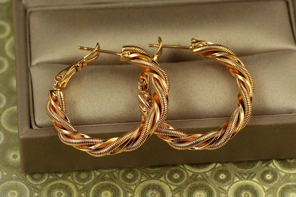 Серьги кольца Хuping Jewelry трос 2,8 см Золотистый (27503534)