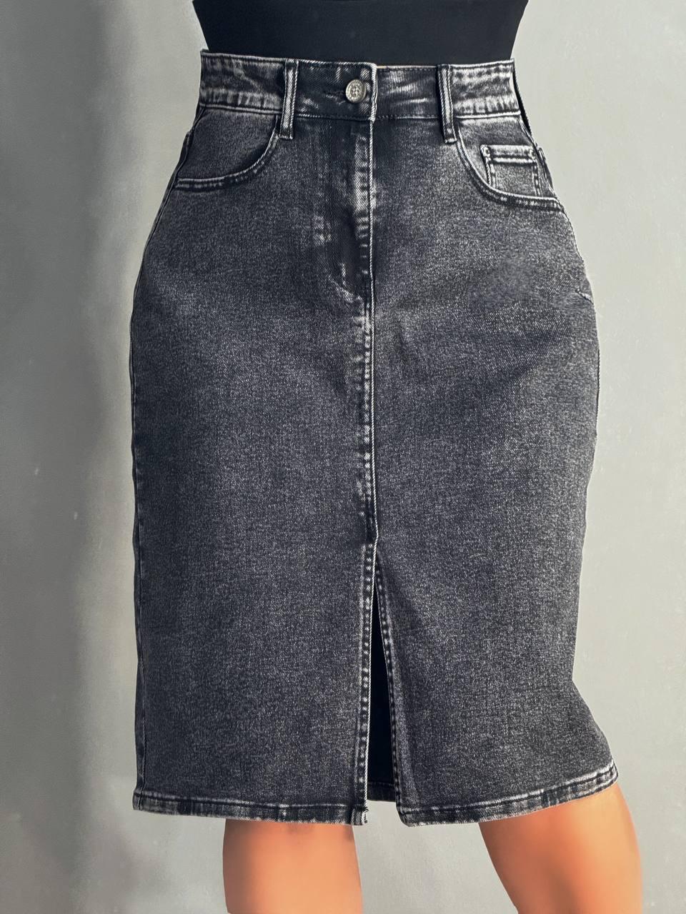 Юбка женская джинсовая Vanver 82050 прямая с разрезом средняя длина р. 32 Черный (4852) - фото 4 Юбка женская джинсовая Vanver 82050 прямая с разрезом средняя длина р. 32 Черный (4852) - фото 4