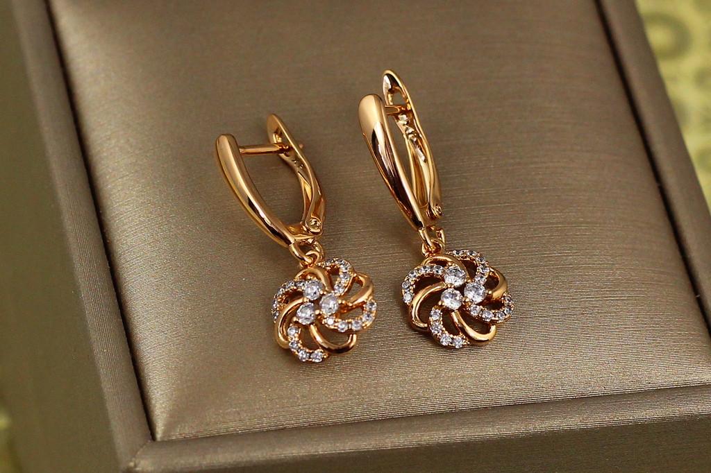 Серьги подвески Xuping Jewelry Мальва 2,6 см Золотистый (1935162168)