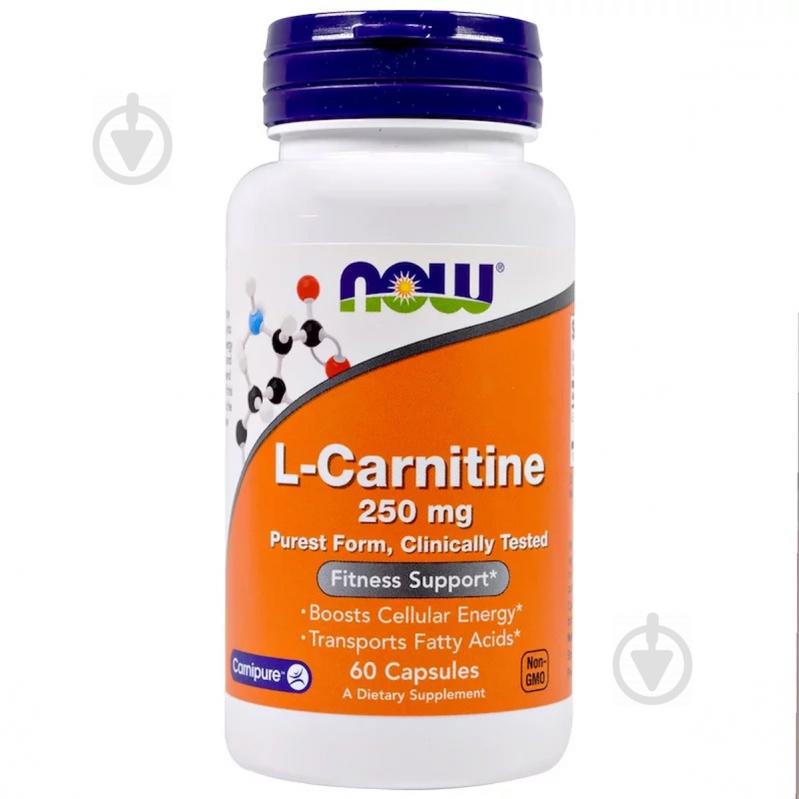 L-Карнітін, L-Carnitine, Now Foods, 250 мг, 60 вегетаріанських капсул