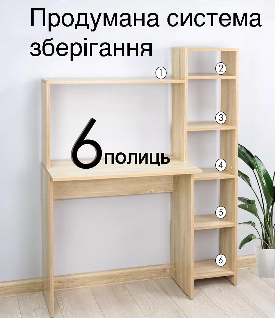 Стіл комп'ютерний Klick-System 2в1 стіл-стелаж СЛ-79 Дуб сонома (СЛ-79-Дс) - фото 3 Стіл комп'ютерний Klick-System 2в1 стіл-стелаж СЛ-79 Дуб сонома (СЛ-79-Дс) - фото 3