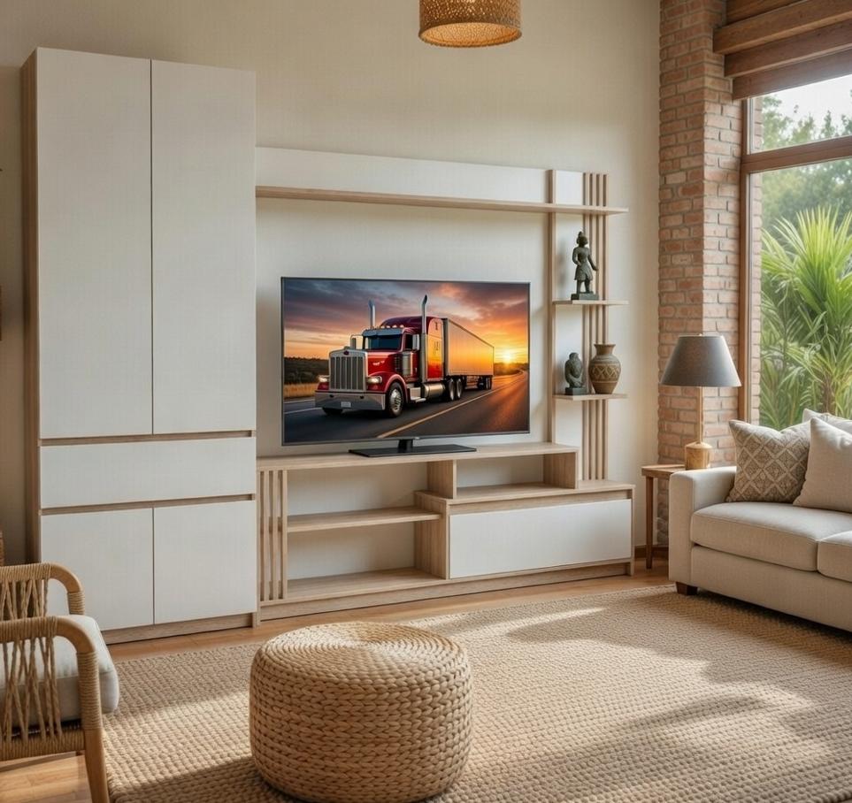 Стенка для ТВ Мастер Форм Брайт ДСП левосторонняя 2500х520х2000 мм Дуб сонома/Белый (30144)