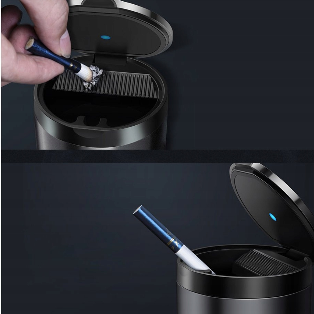 Попільничка автомобільна BASEUS з підсвічуванням в підсклянник універсальна Чорний (25335951) - фото 5