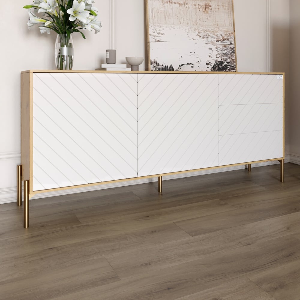 Комод Lion Амарант 158,5x39x77 см Дуб Артизан/Белый (LION-041956)