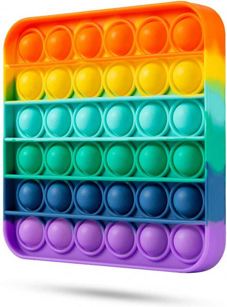 Игрушка-антистресс Pop It Нажми пузырь радужный квадрат (100245)