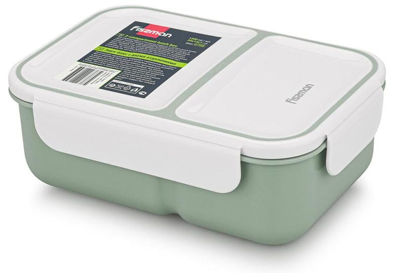 Ланч-бокс Fissman Milly пластик на 2 секції 1,3 л 20х14х8 см Зелений (FN-6769)