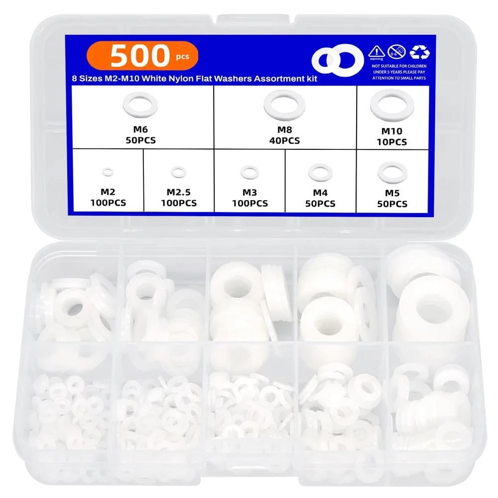 Шайби пластикові нейлонові M2/M2.5/M3/M4/M5/M6/M8/M10 500 шт. (952987) Шайби пластикові нейлонові M2/M2.5/M3/M4/M5/M6/M8/M10 500 шт. (952987)