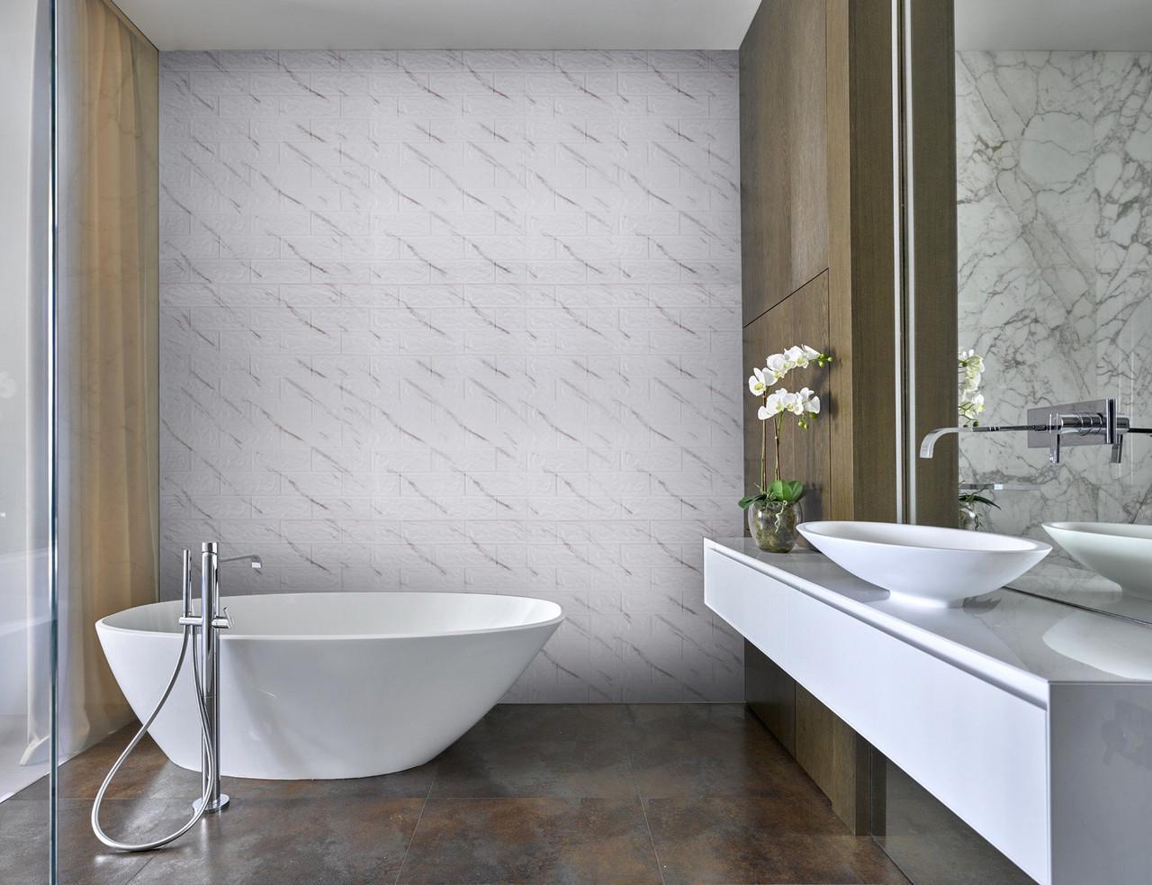 3D-панель Мрамор самоклеящаяся декоративная 770х700х5 мм Белый - фото 3 3D-панель Мрамор самоклеящаяся декоративная 770х700х5 мм Белый - фото 3