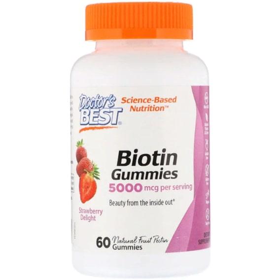 Биотин Doctor's Best Biotin Gummies 5000 mcg 60 Gummies Strawberry Delight (DRB-00505)