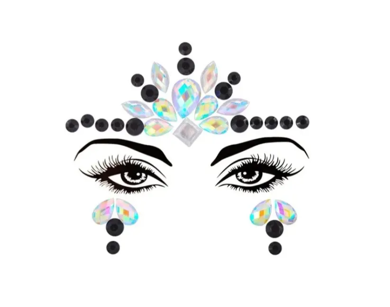 Стрази на обличчя для вечірок та карнавалів One size Чорно-сріблястий (9088/67) Стрази на обличчя для вечірок та карнавалів One size Чорно-сріблястий (9088/67)