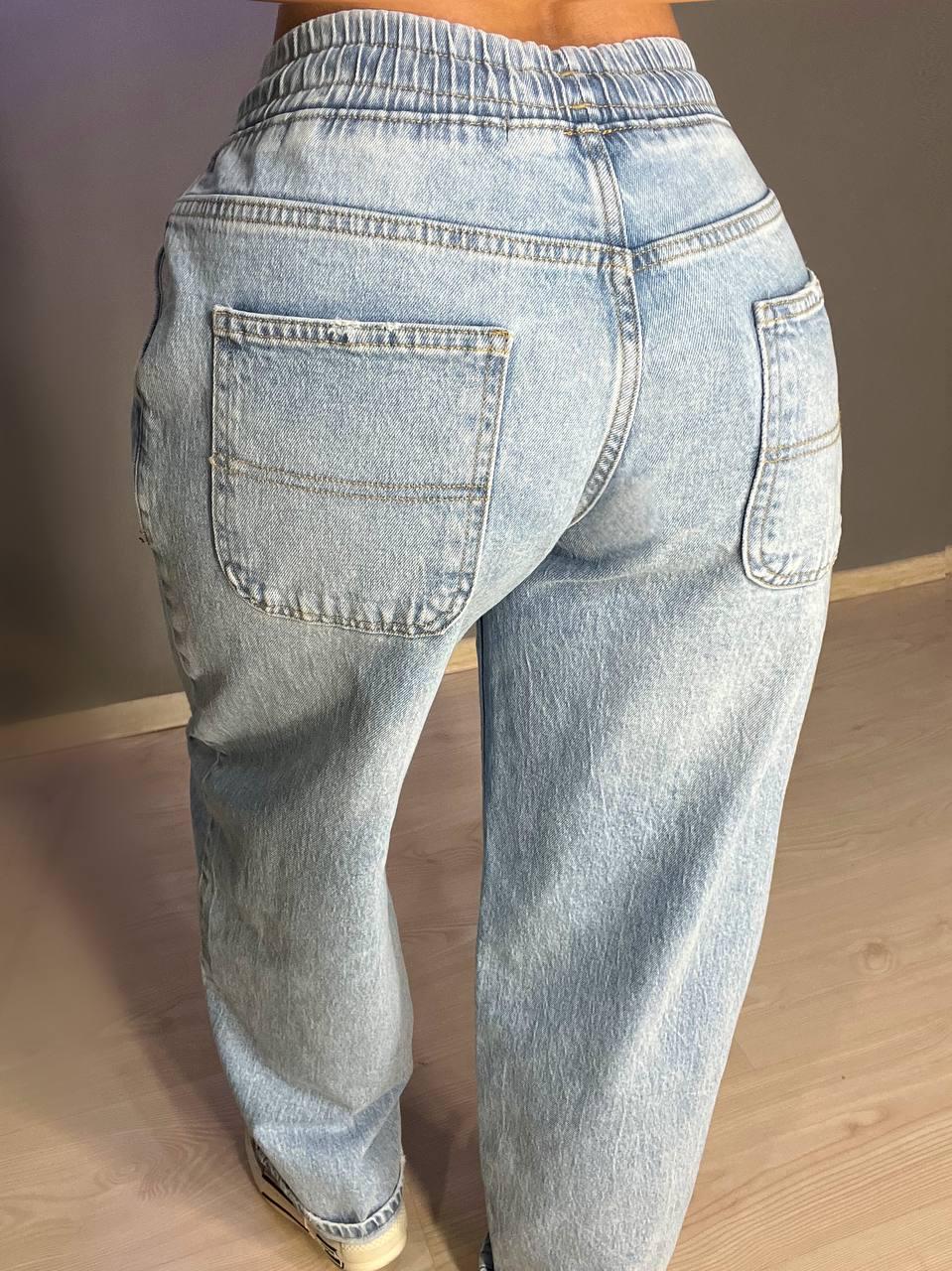 Джинси жіночі I8 52422 Palazzo Jeans талія на резинці зі шнурком широкий крій палаццо р. 30 Блакитний (3367) - фото 2