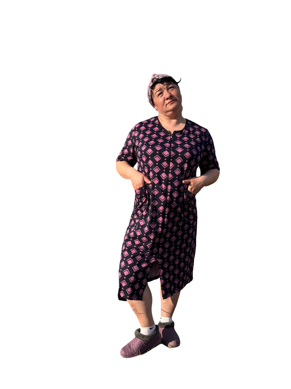 Халат жіночий літній довгий L Фіолетовий (П4К-al-batal-25-003)