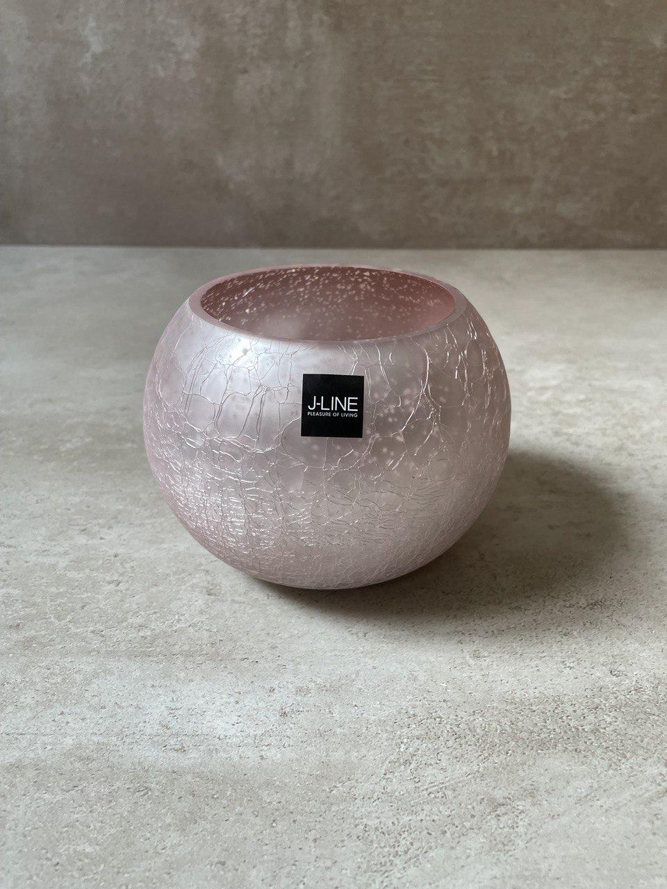 Подсвечник стеклянный J-LINE 12х12 см Розовый (561)