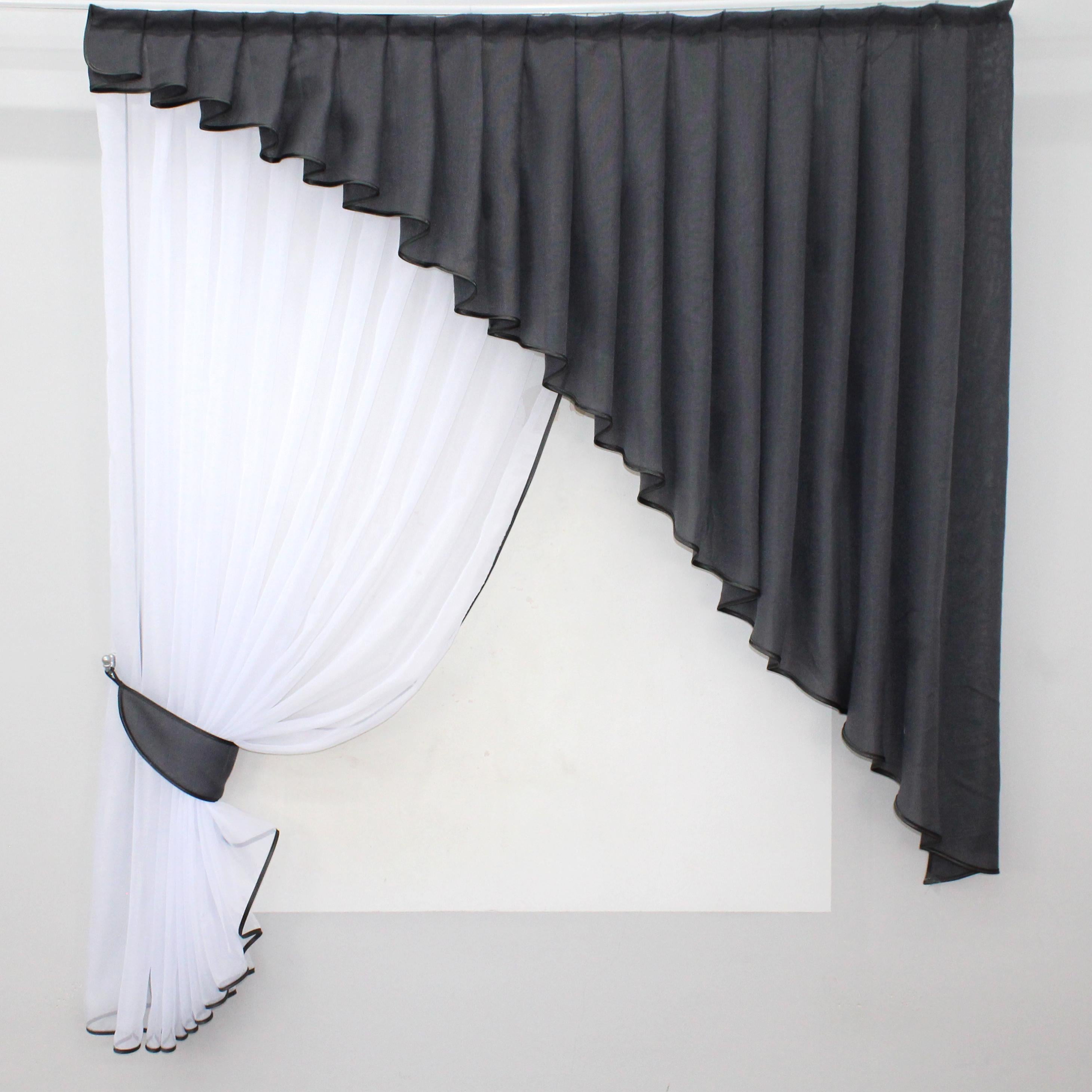 Шторка с ламбрекеном VR-Textil № 039к 150х170 см Белый/Графитовый (52-0499)