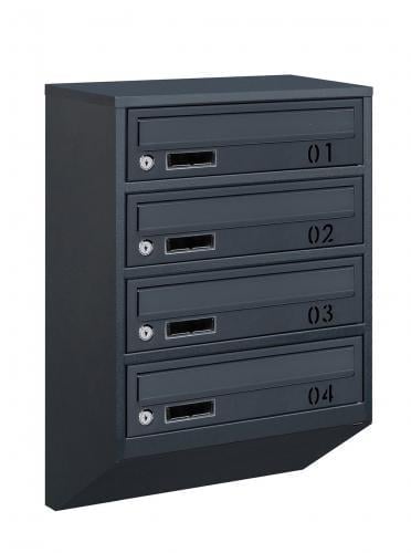 Почтовый ящик Галиндустрия E1-04-B многосекционный на 4 квартиры металлический Антрацитовый (132-119-000004715)