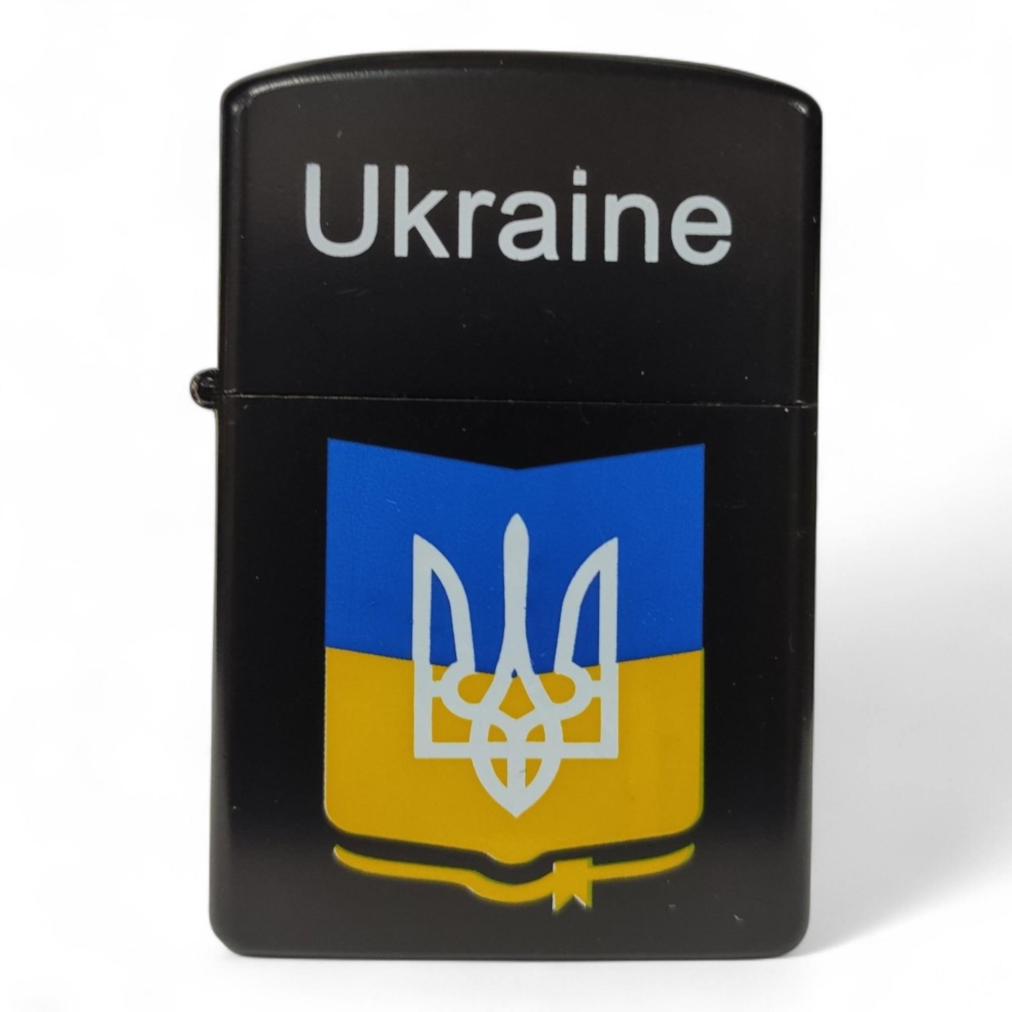 Зажигалка бензиновая Ukraine L-4483-3 в подарочной упаковке Black Matte (26058931)