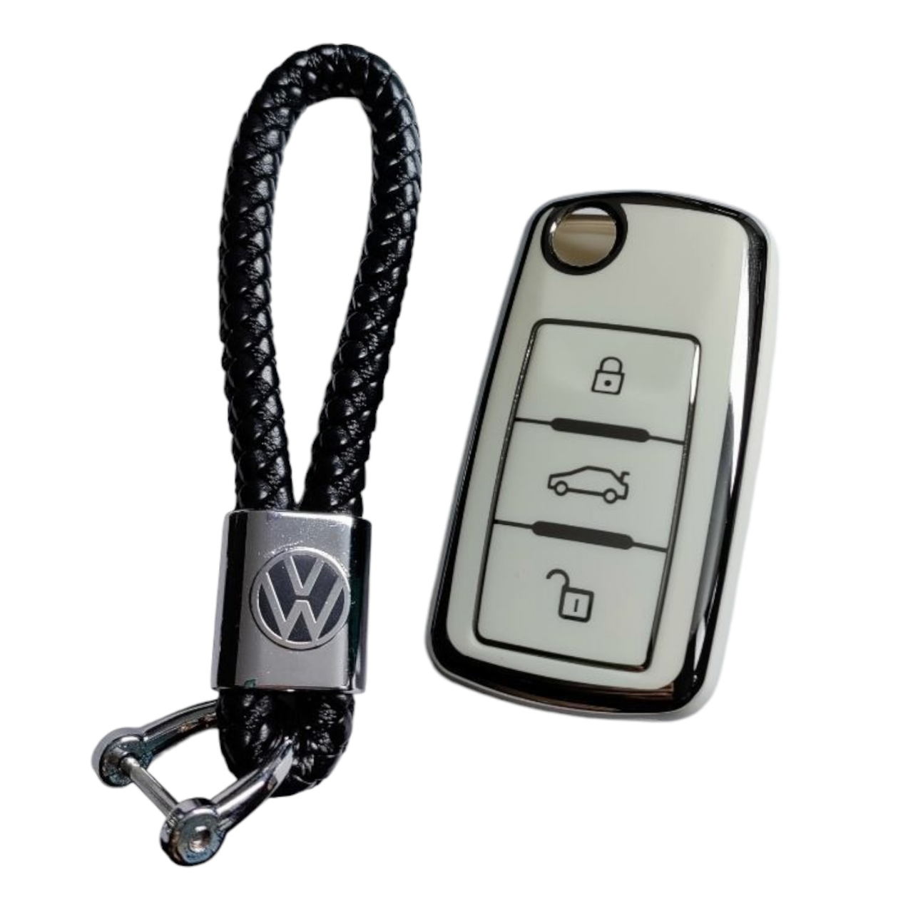 Чехол для ключа Volkswagen с глянцевым брелоком с хромированной рамкой (2386724213)