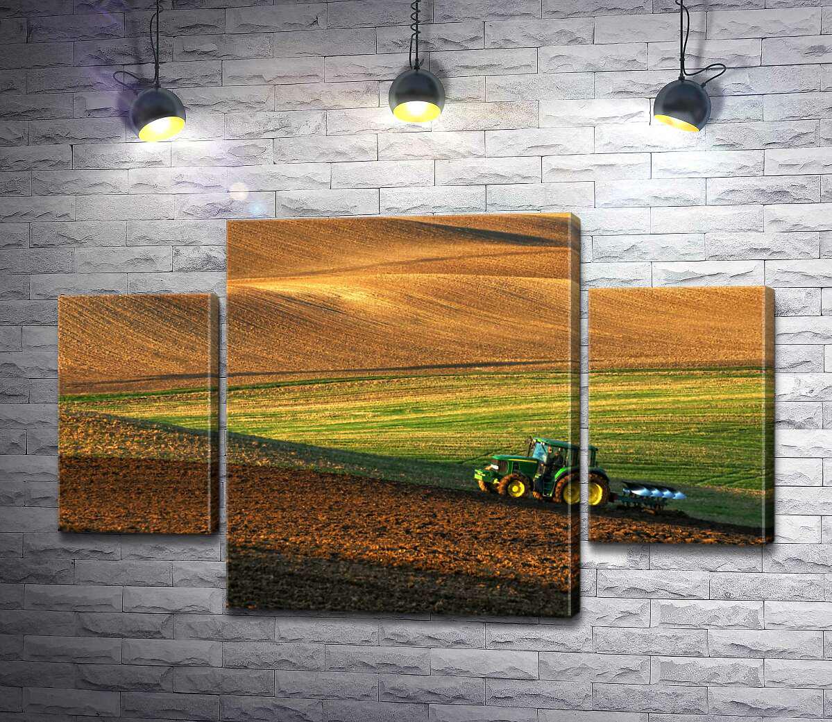 ᐉ Модульная картина ArtPoster Трактор пашет бескрайние холмы полей ...