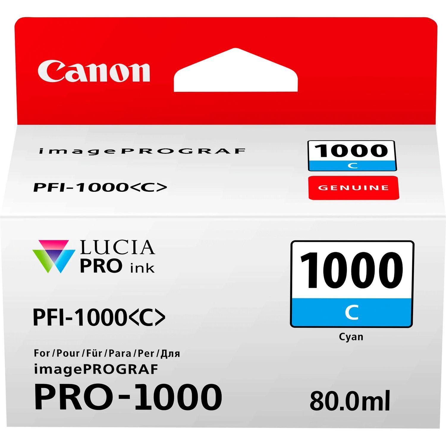 Картридж Canon PFI-1000 Cyan для струйной фотопечати 80 мл (593453)
