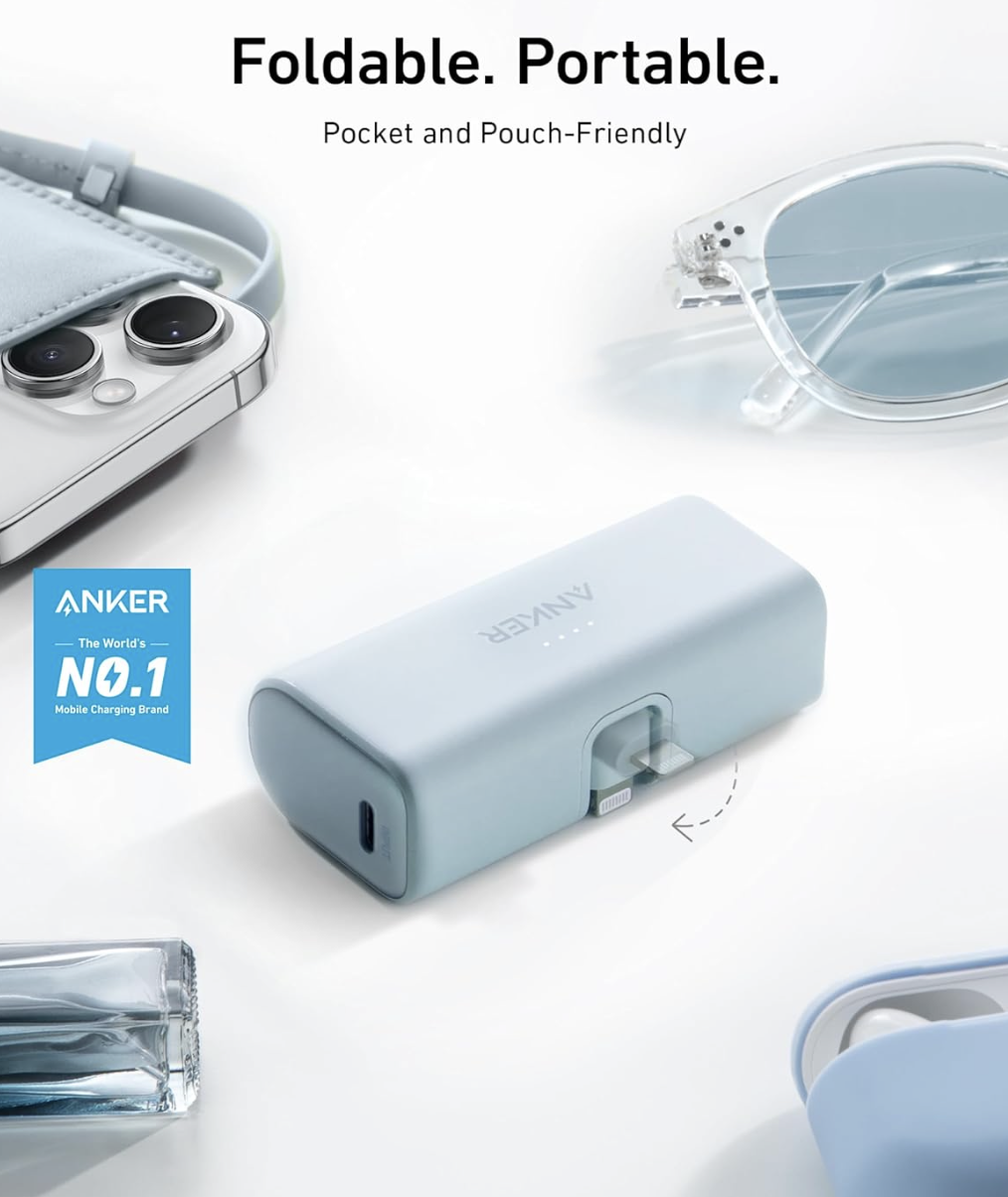 Повербанк Anker Nano з вбудованим складним роз'ємом Lightning 5000 mAh Blue - фото 3 Повербанк Anker Nano з вбудованим складним роз'ємом Lightning 5000 mAh Blue - фото 3