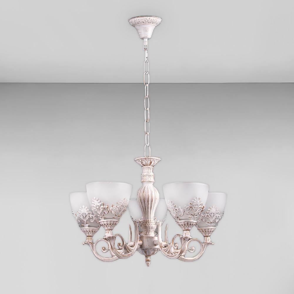 Люстра підвісна класична Light House SH-18237/5C WG 500х500х670 мм Білий/Золотистий