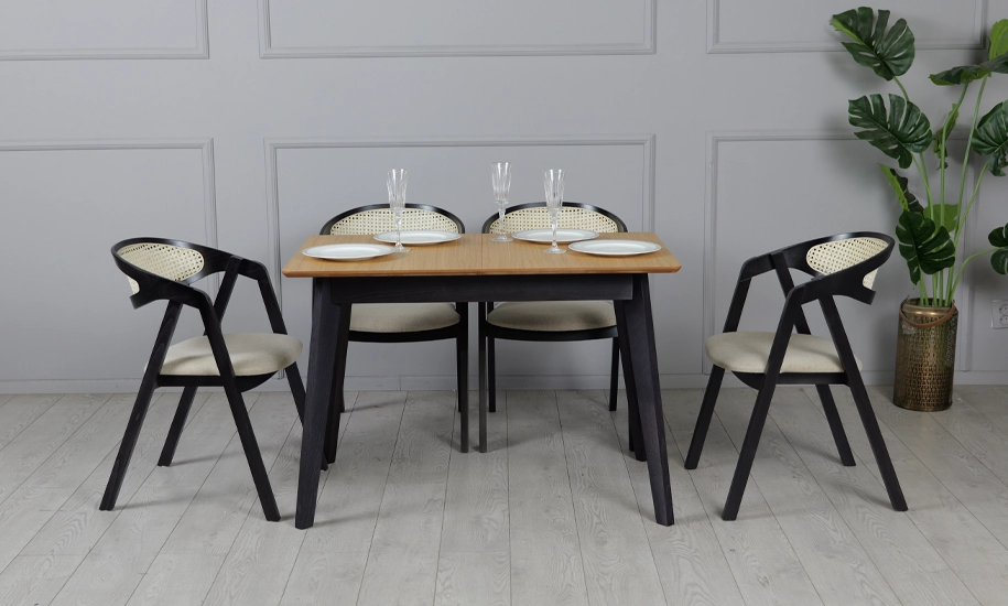 Стол раскладной Милан из массива дерева ножки черные 1100/1400x700x750 мм Дуб (2147484285) - фото 11