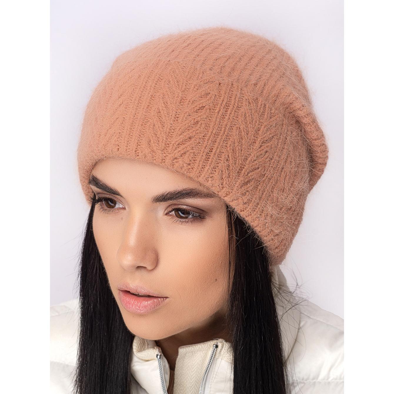 Шапка женская ангоровая Leks Кейси one size Ореховый
