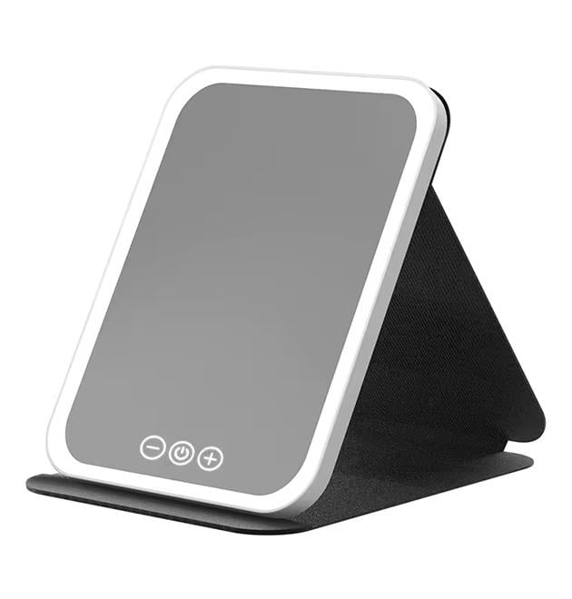 Зеркало настольное для макияжа Folding с подсветкой косметическое 3 режима сенсорное портативное Черный