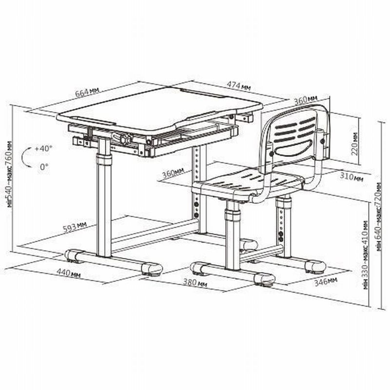 Комплект EQUIPIFY B207EDU Трансформер парта со стулом эргономичный с регулировкой высоты Grey (tf135) - фото 10 Комплект EQUIPIFY B207EDU Трансформер парта со стулом эргономичный с регулировкой высоты Grey (tf135) - фото 10