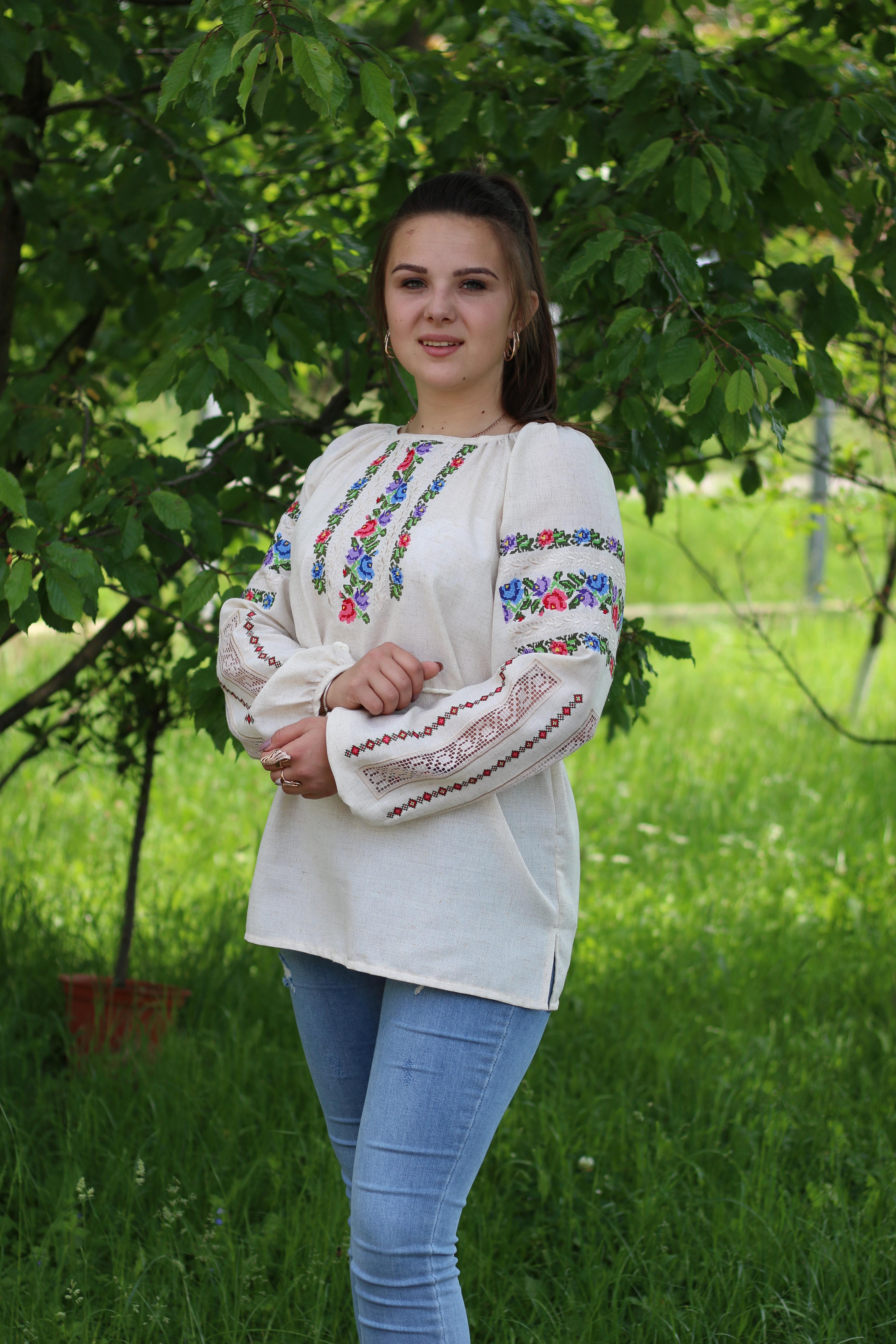 Вышиванка женская с длинным рукавом S Серый (2729S-42)