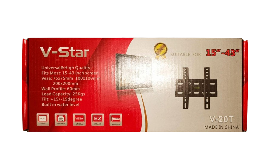 Кронштейн TV наклонный V-Star V-20T 15"-43" (1432994352)