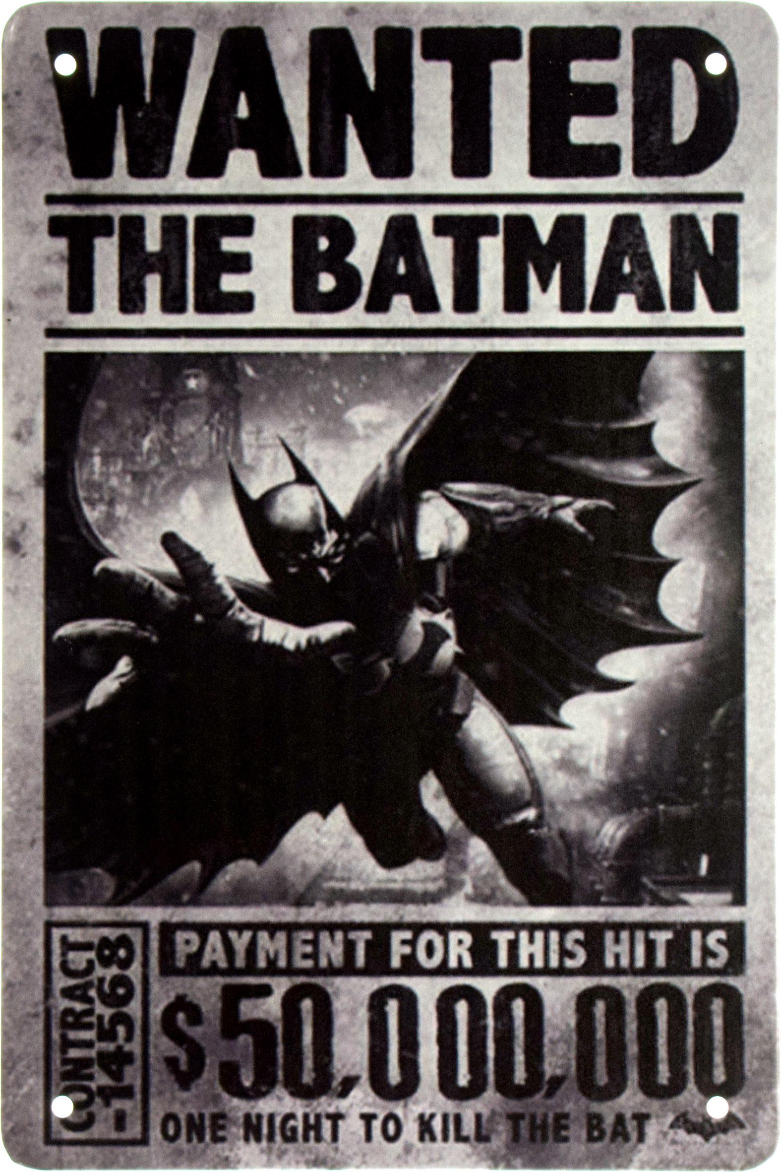 Табличка металлическая Бэтмен В Розыске/Batman Arkham Origins Wanted 20x30 см