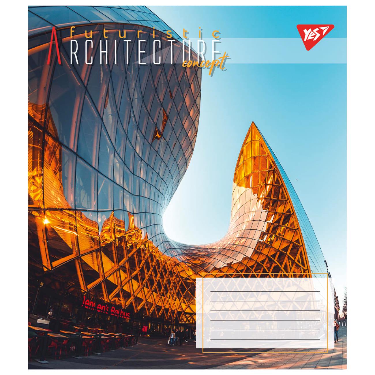 Тетрадь школьная YES Futuristic Architecture клетка 36 л. (767065)