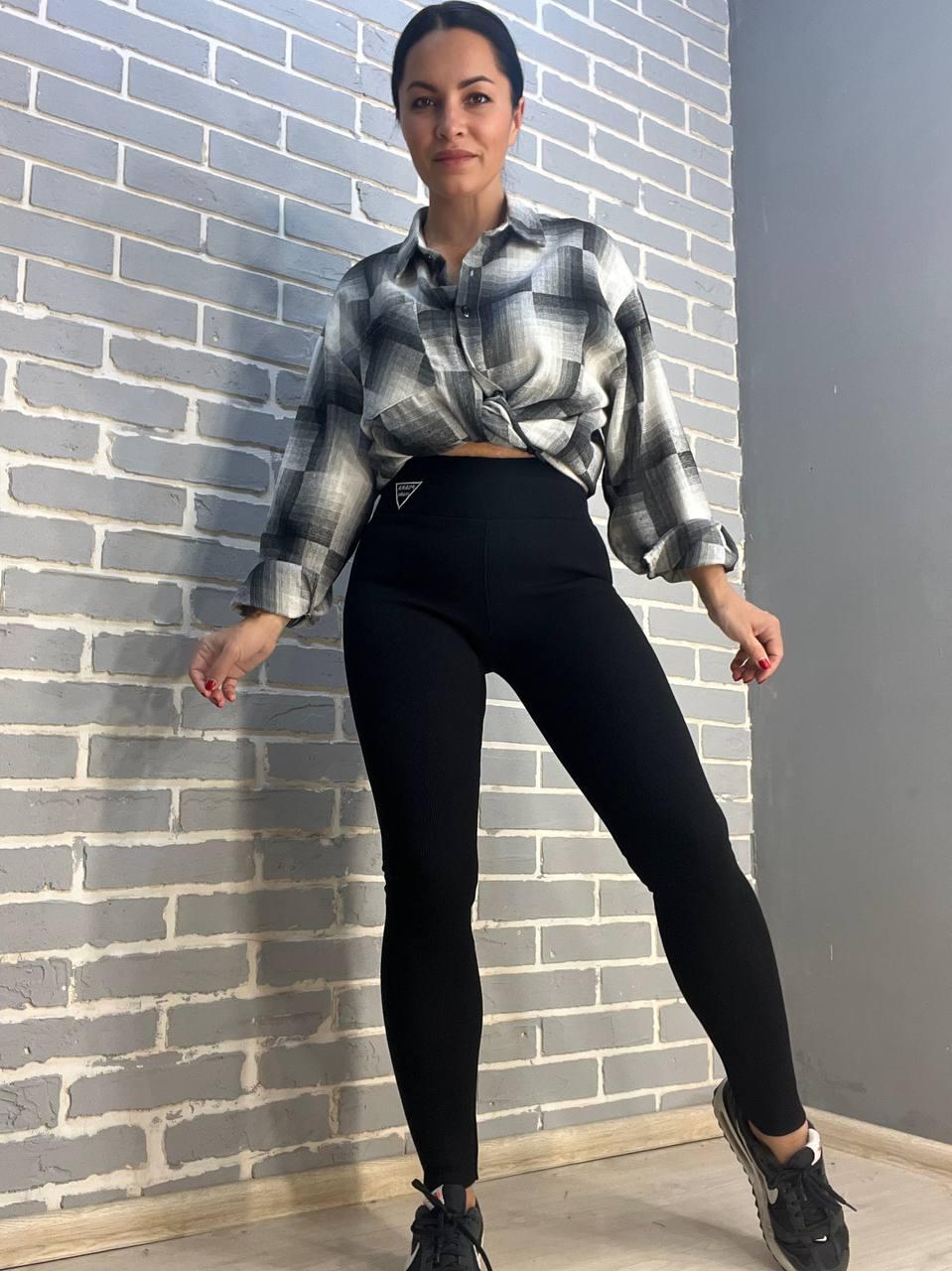 Лосини жіночі Ластівка 5247 рубчик широкий пояс утеплені на хутрі S Чорний (3059) - фото 8