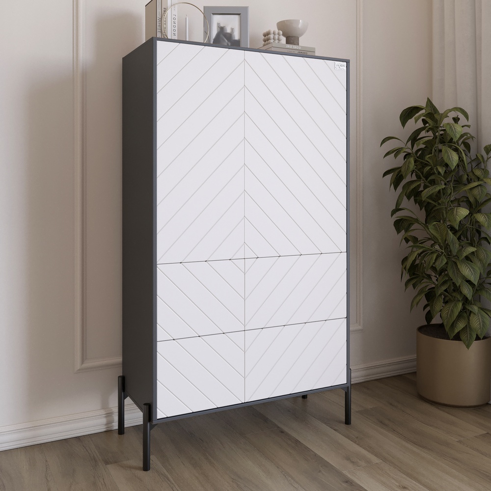 Комод-пенал Lion Амарант 84x40x150 см Антрацит/Белый (LION-042128)