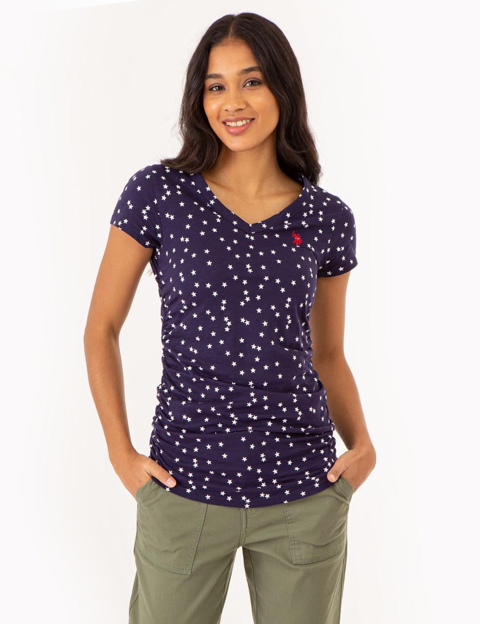 Футболка женская US Polo ASSN STAR PRINT RUCHED SIDE L Синий (786660535822) Футболка женская US Polo ASSN STAR PRINT RUCHED SIDE L Синий (786660535822)