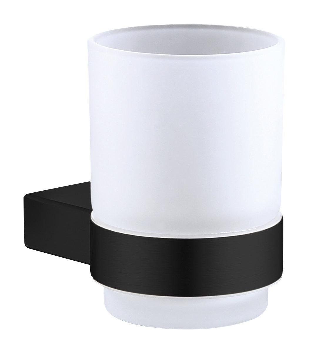 Стакан для ванной комнаты настенный VENTA V230B матовое стекло Черный (83671)