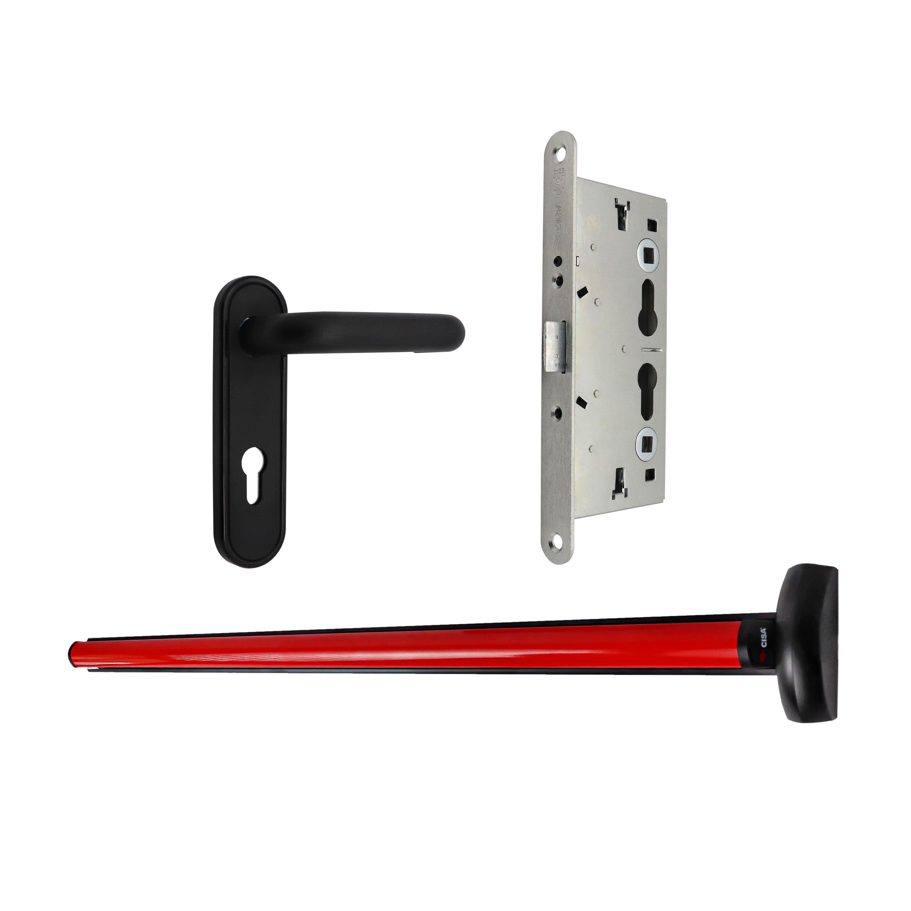 Комплект антипаники врезной CISA Fast Touch 59711.00 для противопожарных дверей Красный/Черный