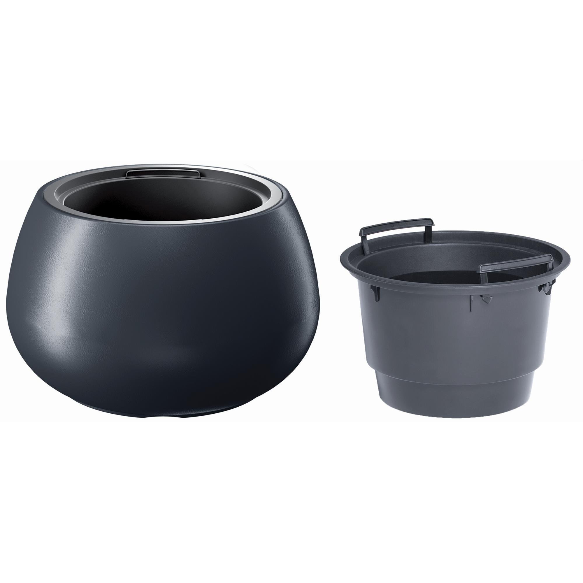 Горшок для цветов Prosperplast HEOS 37х23 см круглый с вкладышем Антрацит (89199-433)