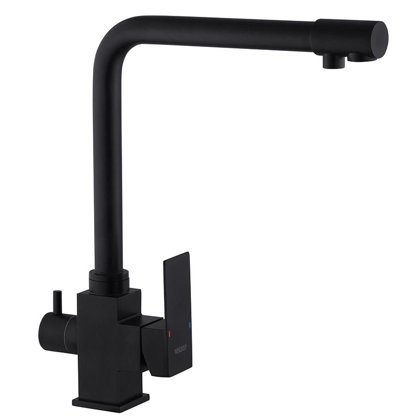 Смеситель для кухни KRONER Edelstahl Kubus CV027939 на две воды Черный (159236)
