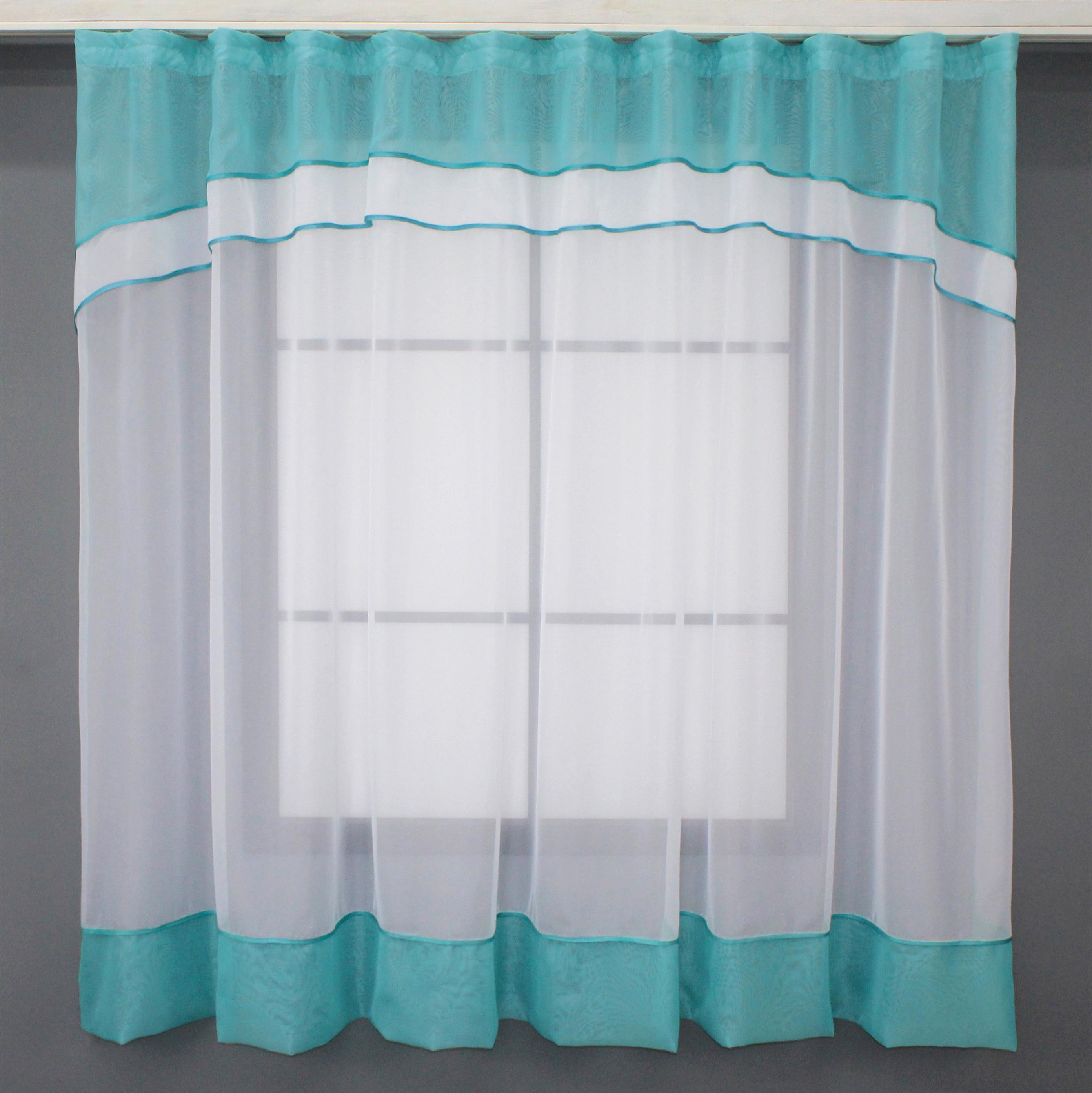 Гардина для кухни VR-Textil № 110к арка 280х170 см Белый/Лазурный (52-0330)