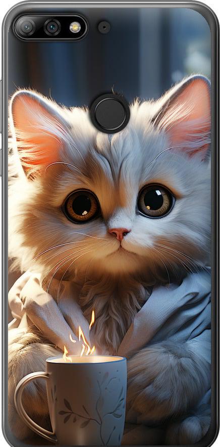 Чохол на Huawei Honor 7C Pro Білий кіт (5646t-2070-42517)